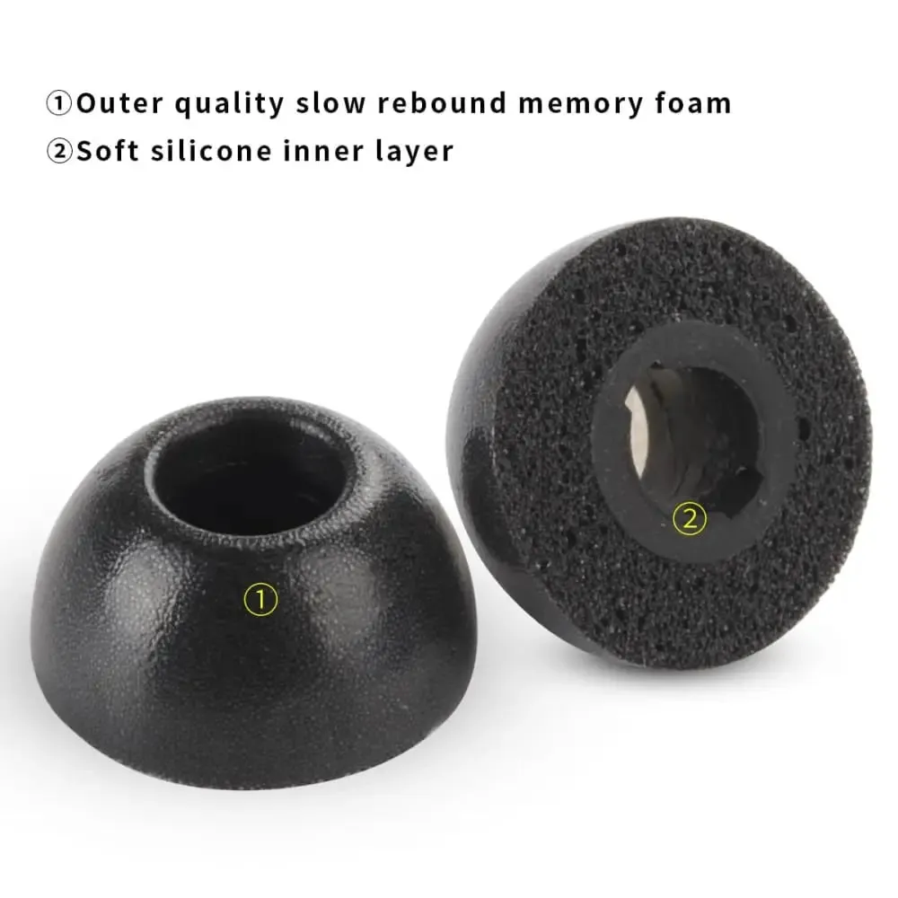 1pair Memory Foam Noise Reducing Anti-slip Ear Tips for Samsung Galaxy Buds 2, Buds Pro