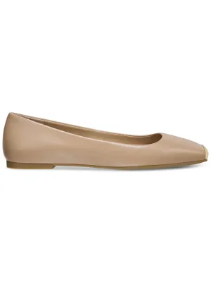 ALFANI Womens Beige 0.5 Heel Flexible Sole Padded Metallic Neptoon Square Toe Block Heel Slip On Flats Shoes M