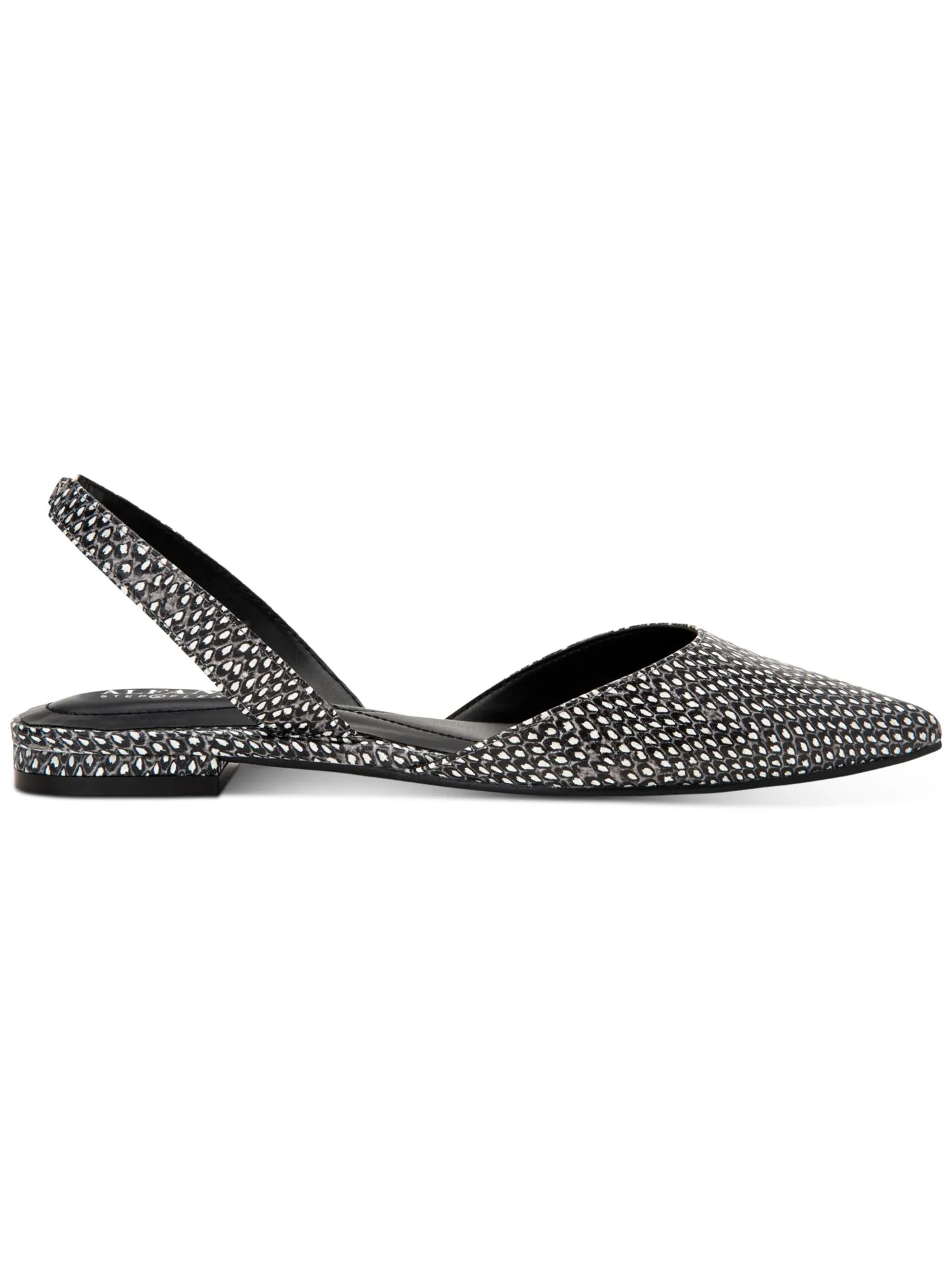 ALFANI Womens Black Snakeskin Cushioned Comfort Ryann Pointed Toe Block Heel Slip On Flats Shoes M