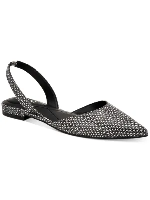 ALFANI Womens Black Snakeskin Cushioned Comfort Ryann Pointed Toe Block Heel Slip On Flats Shoes M