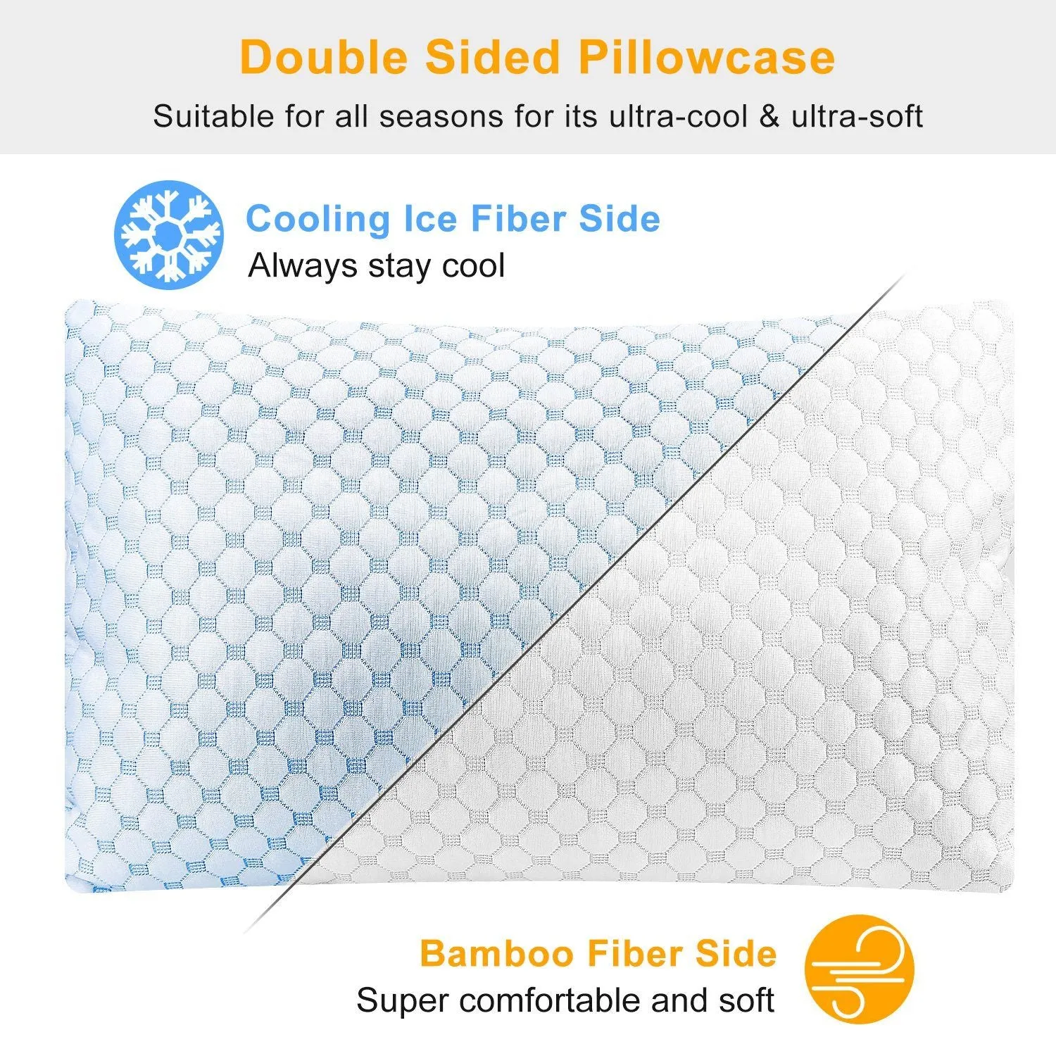Bed Pillows Cooling Memory Foam Pillow Ventilated with Cooling Gel Infused Memory Foam Heat Moisture Reducing Cooling Fiber Breathable Machine Washable