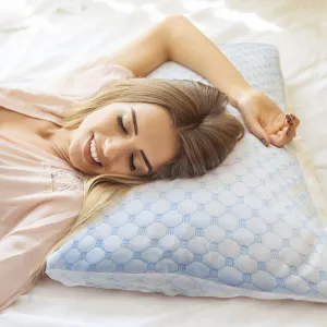 Bed Pillows Cooling Memory Foam Pillow Ventilated with Cooling Gel Infused Memory Foam Heat Moisture Reducing Cooling Fiber Breathable Machine Washable