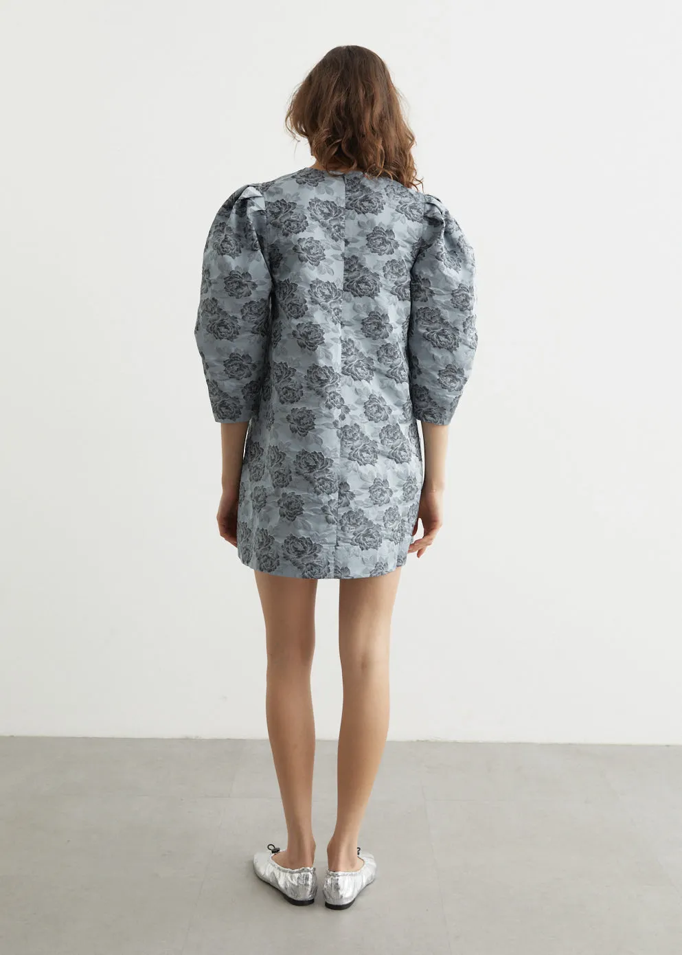 Botanical Jacquard A-Shaped Mini Dress