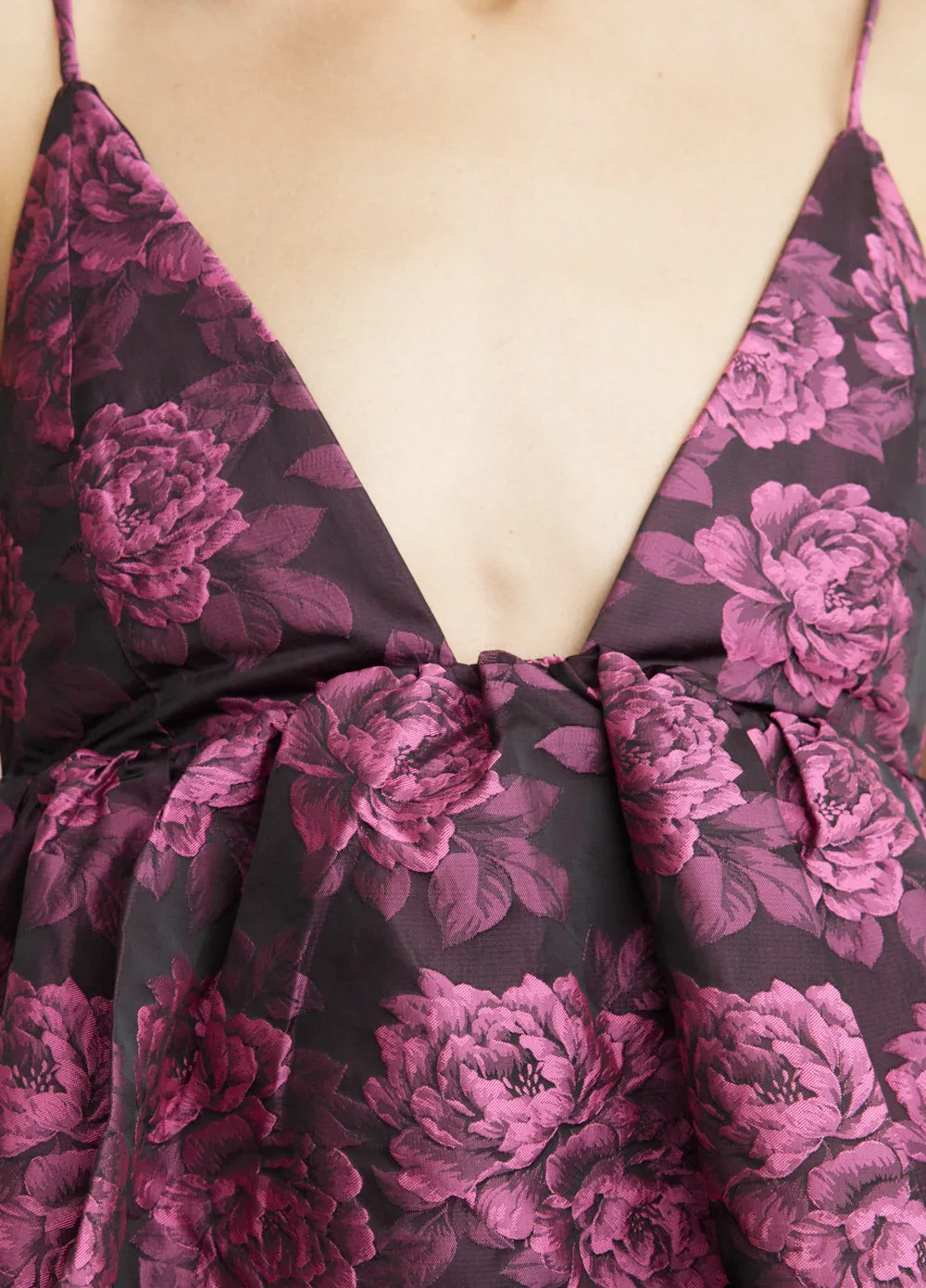 Botanical Jacquard Mini Strap Dress