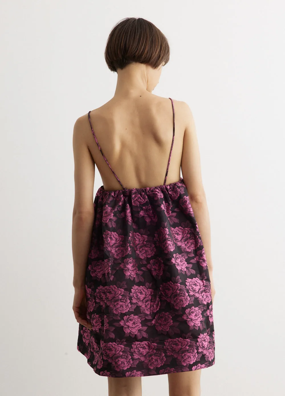 Botanical Jacquard Mini Strap Dress
