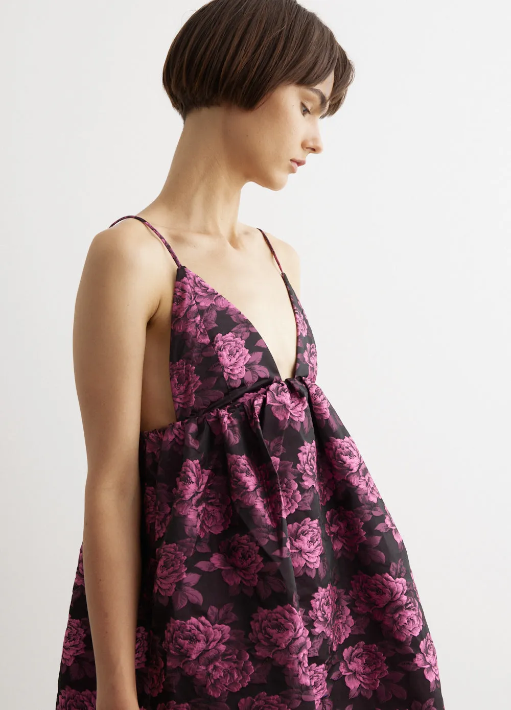 Botanical Jacquard Mini Strap Dress