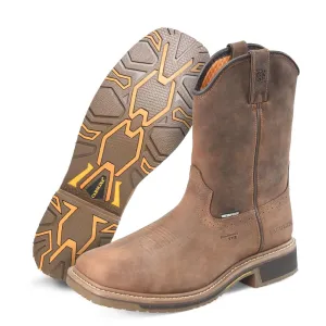 Carolina Anchor 10" Composite Toe Waterproof Roper Work Boots for Men - Leather Upper, Mesh Lining, Slip-Resistant Rubber Heel Outsole, EH-Rated, Brown - 8 2E