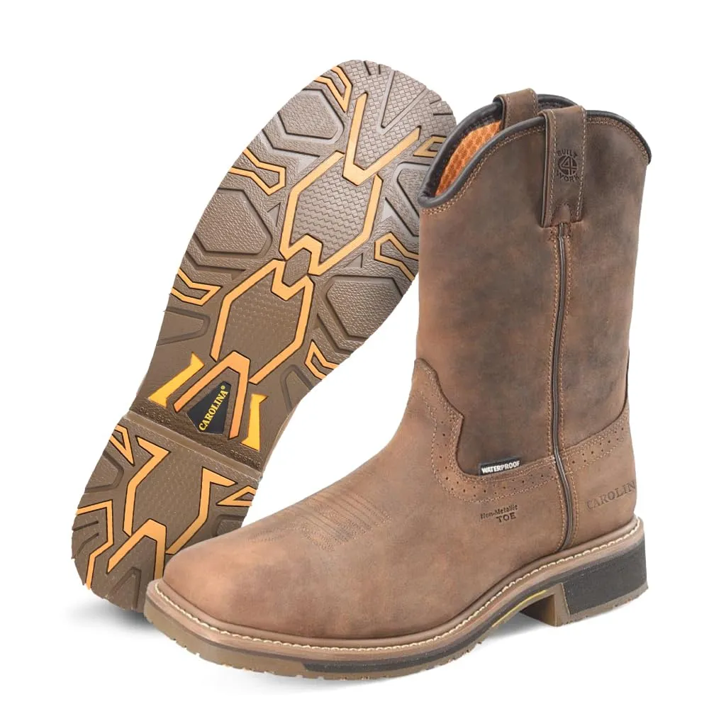 Carolina Anchor 10" Composite Toe Waterproof Roper Work Boots for Men - Leather Upper, Mesh Lining, Slip-Resistant Rubber Heel Outsole, EH-Rated, Brown - 8 2E
