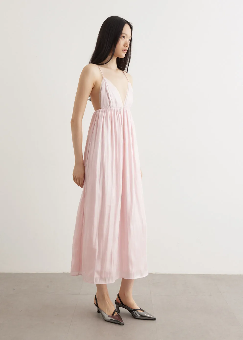 Changeant Satin Strap Dress