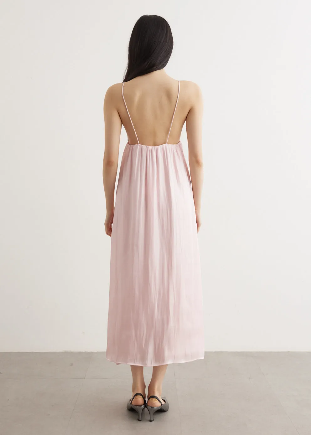 Changeant Satin Strap Dress