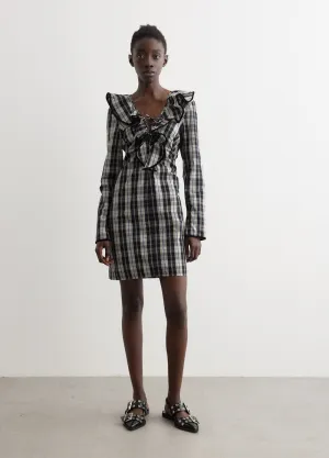 Check Cotton Mini Dress