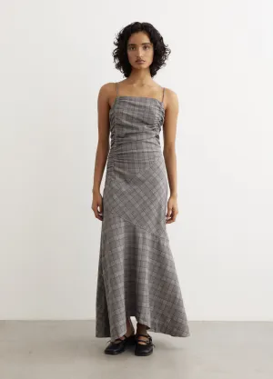 Check Mix Ruched Long Slip Dress