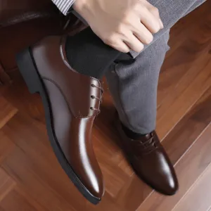 Classic Business Pointed Toe Leather Shoes Men's Luxury Lace-up Dress Shoes Elegant Wedding Prom Non-Slip Oxford