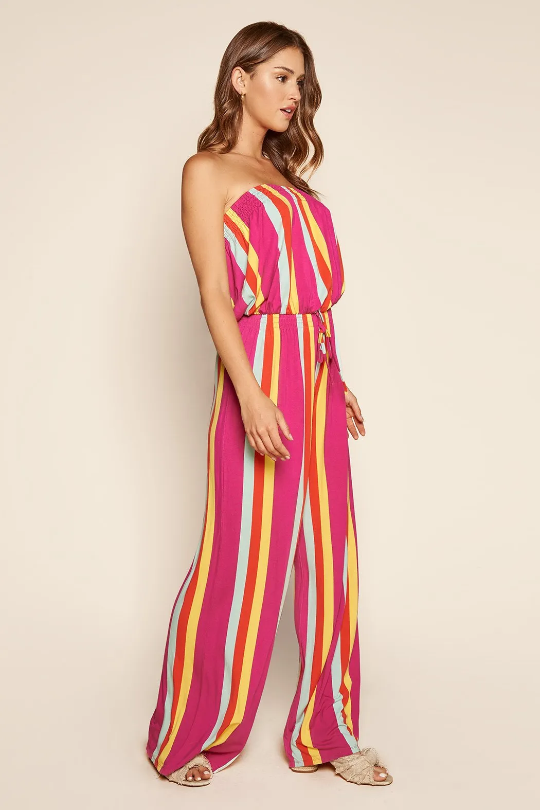 Eliza Striped Strapless Jersey Knit Jumpsuit
