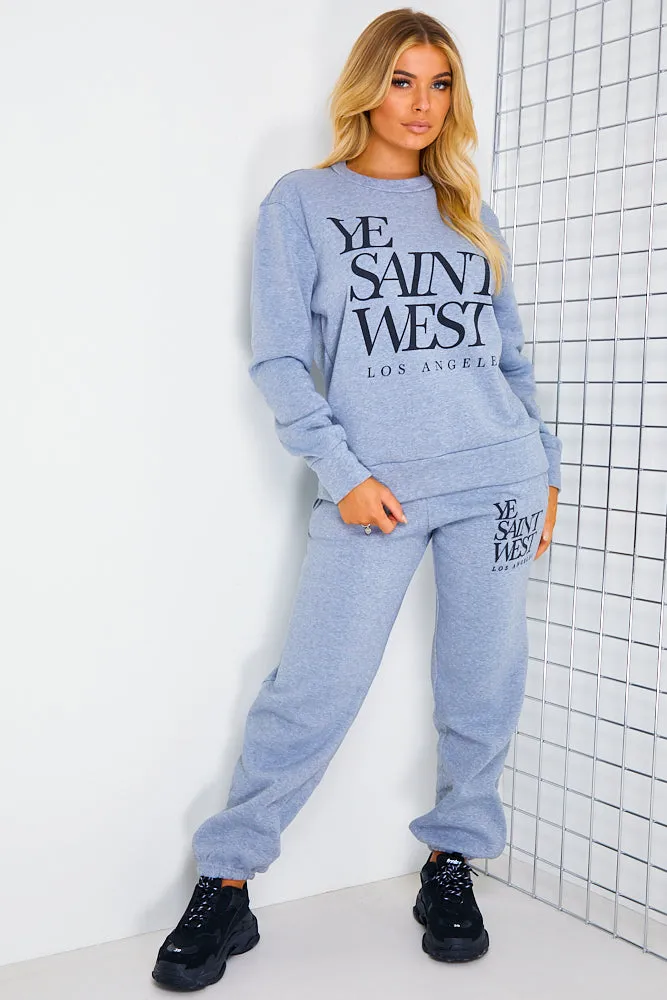 Grey Ye Saint West Slogan Loungewear Set