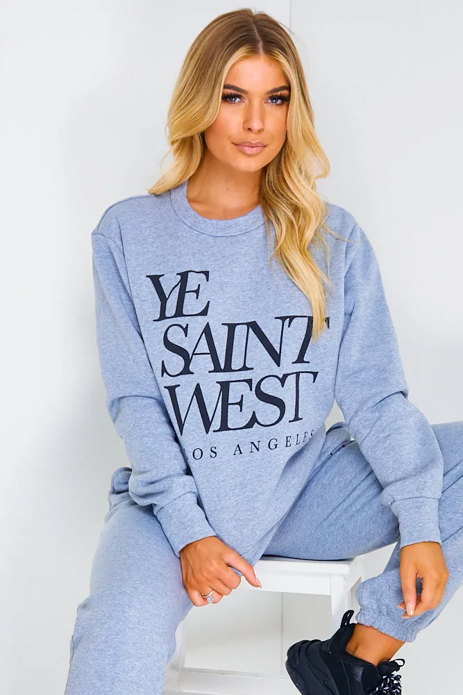 Grey Ye Saint West Slogan Loungewear Set