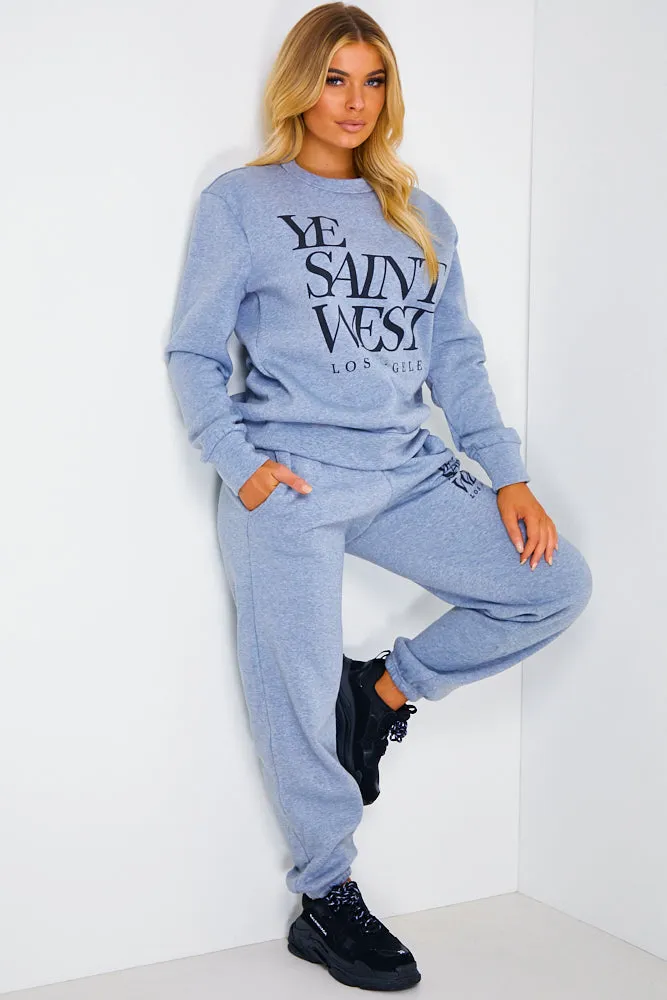 Grey Ye Saint West Slogan Loungewear Set