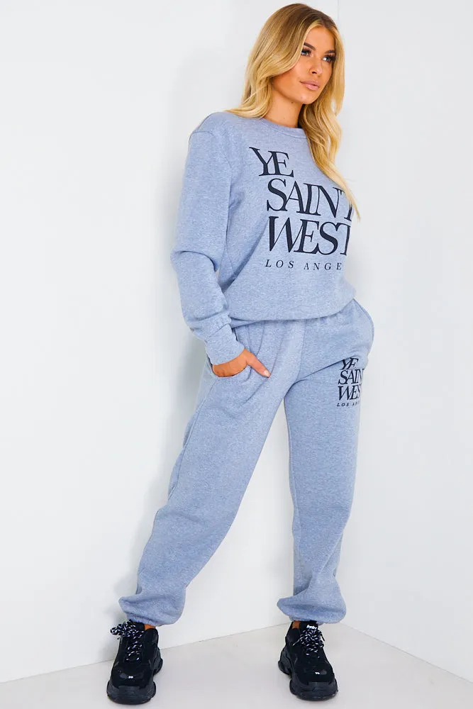 Grey Ye Saint West Slogan Loungewear Set