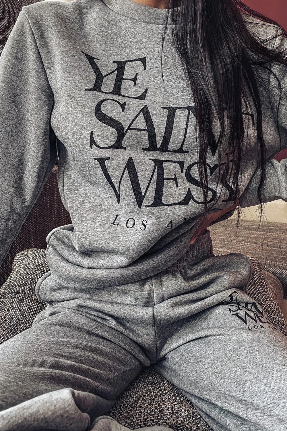Grey Ye Saint West Slogan Loungewear Set