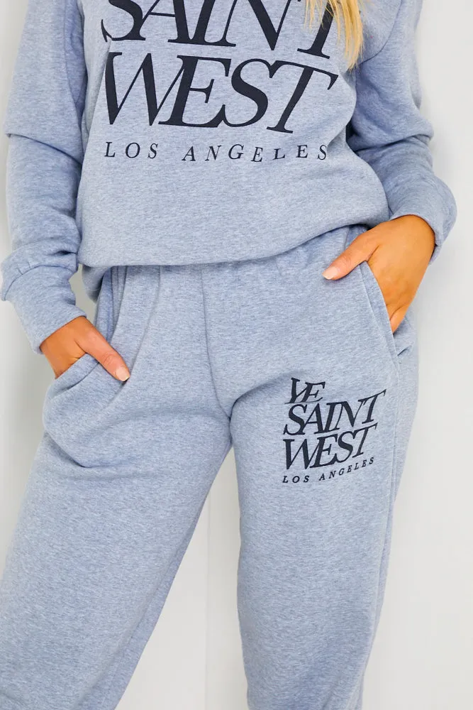 Grey Ye Saint West Slogan Loungewear Set