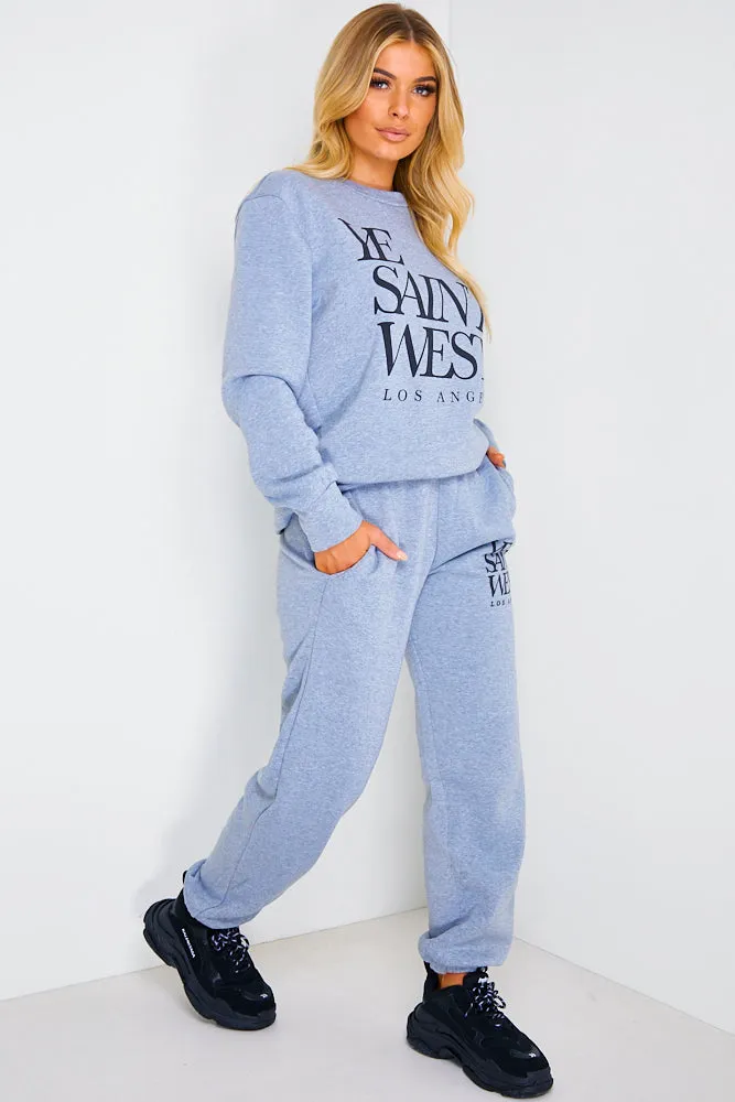 Grey Ye Saint West Slogan Loungewear Set