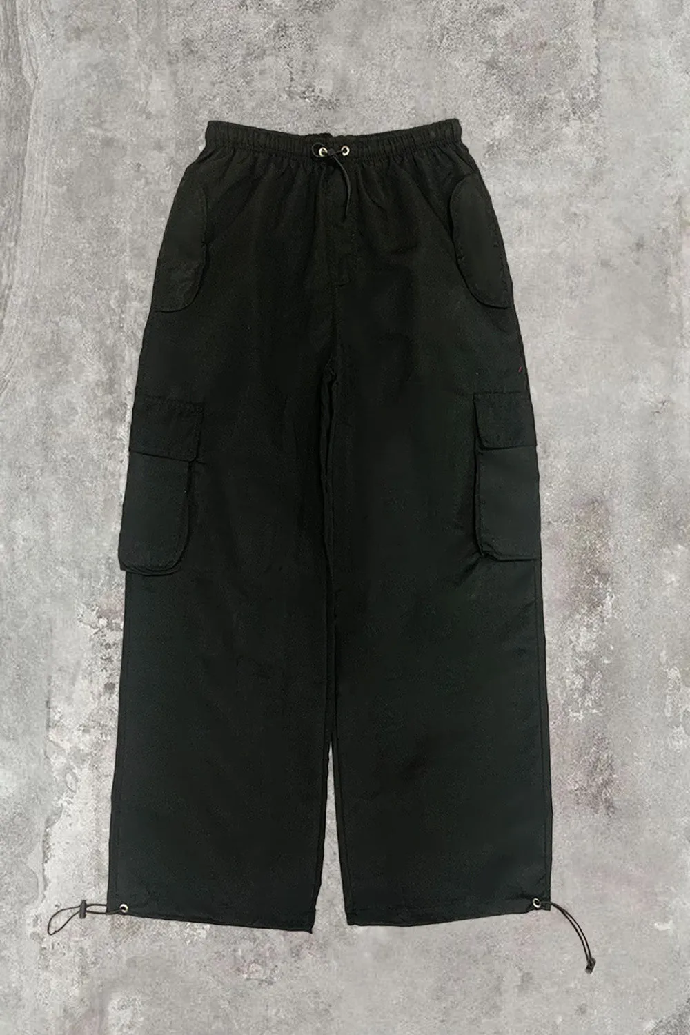 Kiesha Black Parachute Toggle Pocket Cargo Trousers