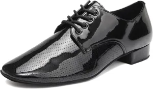Men Ballroom Dance Shoes Lace up Low Heel Practice Waltz Modern Latin Salsa Dancing Shoes, Model LHD405-LM-2.5cm Heel