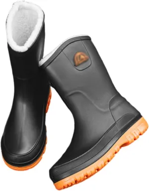 Men's Winter Warm Rubber Boots, Outdoor Waterproof Non-slip Winter Warm Fur Lined Mid Calf Rain Boots for Men, Garden Wear Width Hunting Shoes, for Agriculture and Industrial Working