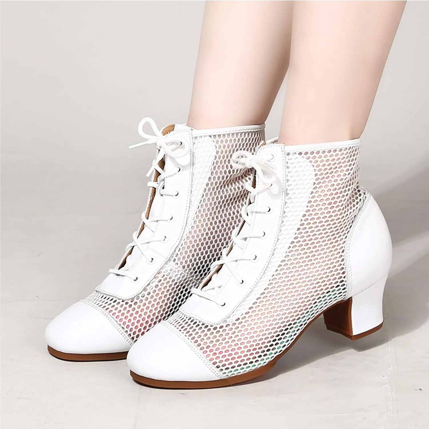 ONAIC Women's Standard Ballroom Latin Dance Shoes 5CM Heel Lace-Up Salsa Tango Modern Training Shoes