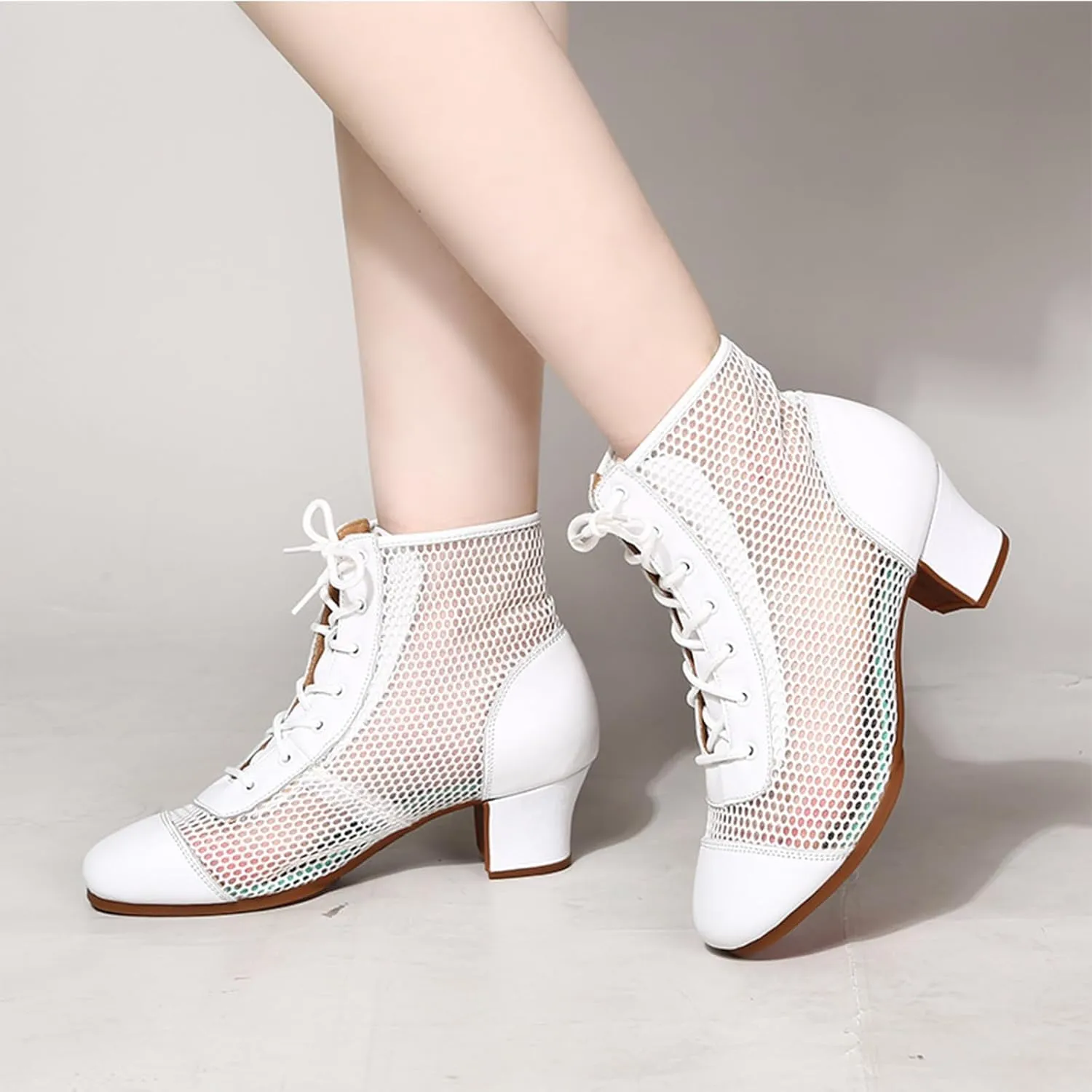 ONAIC Women's Standard Ballroom Latin Dance Shoes 5CM Heel Lace-Up Salsa Tango Modern Training Shoes