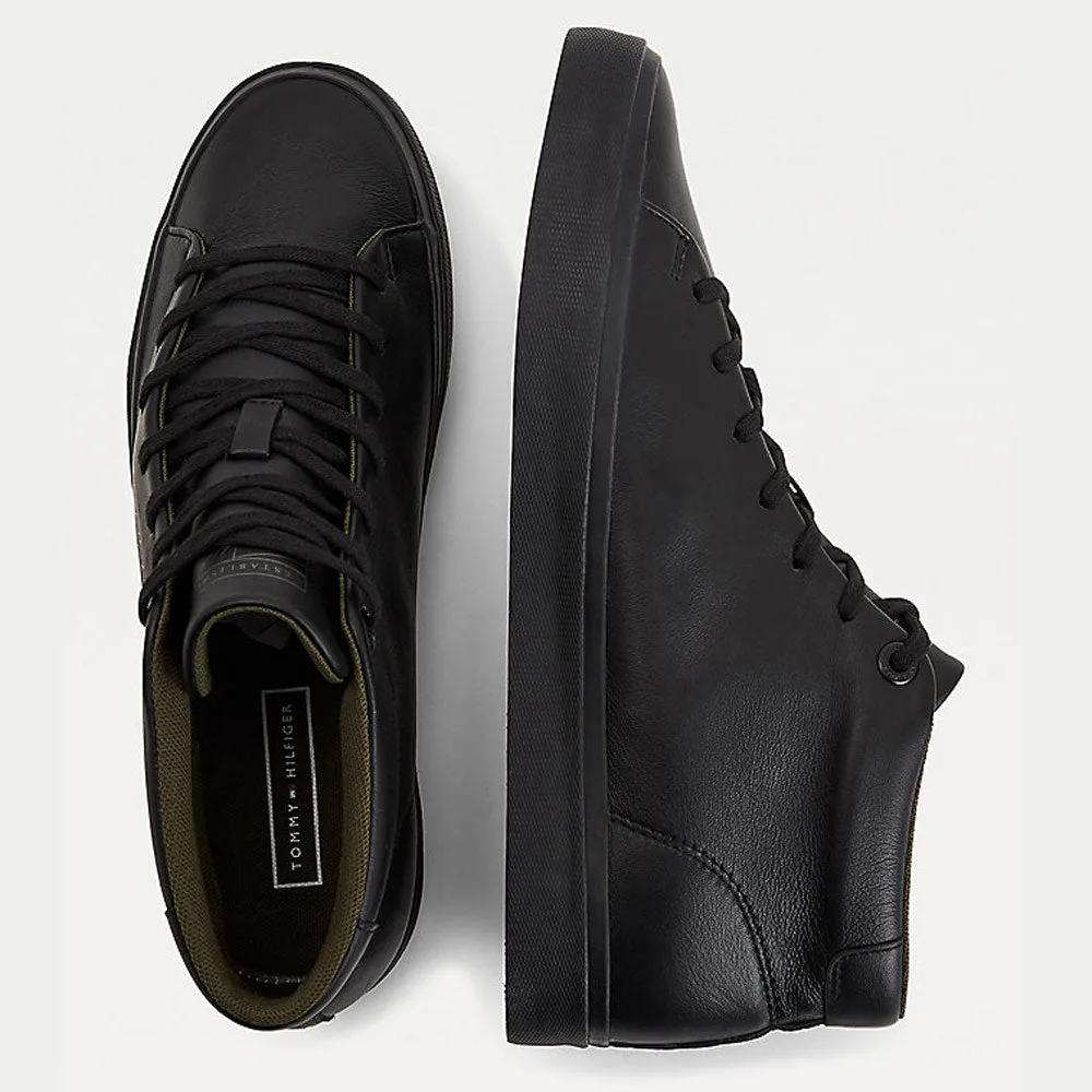 Scarpe Uomo TOMMY HILFIGER Sneakers Alte linea Modern in Pelle Nera