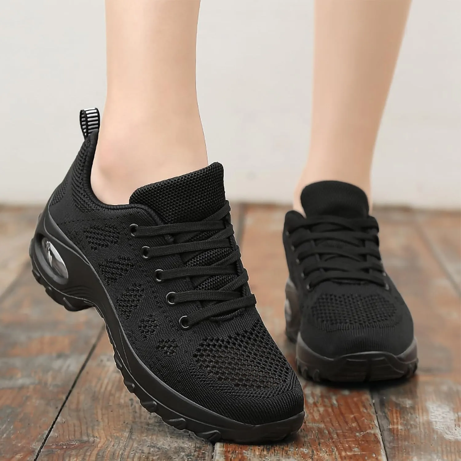 SWDZM Women Lace up Dance Sneakers Breathable Air Cushion Lady Split Sole Athletic Walking Dance Shoes