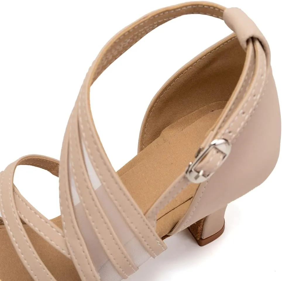 SWDZM Women's Latin Dance Shoes Open Toe Salsa Ballroom Net Yarn Dance Shoes,Model-L300