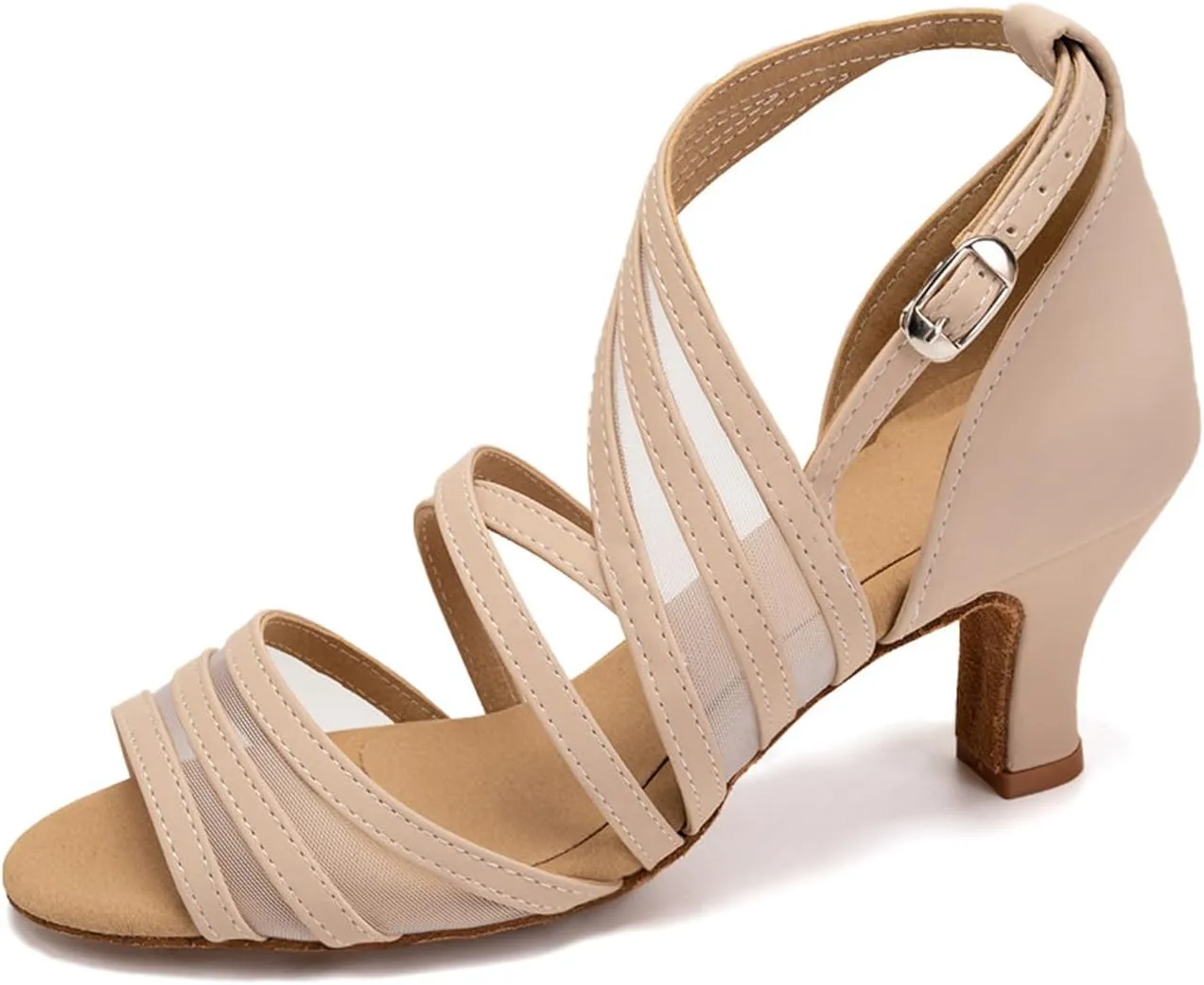 SWDZM Women's Latin Dance Shoes Open Toe Salsa Ballroom Net Yarn Dance Shoes,Model-L300