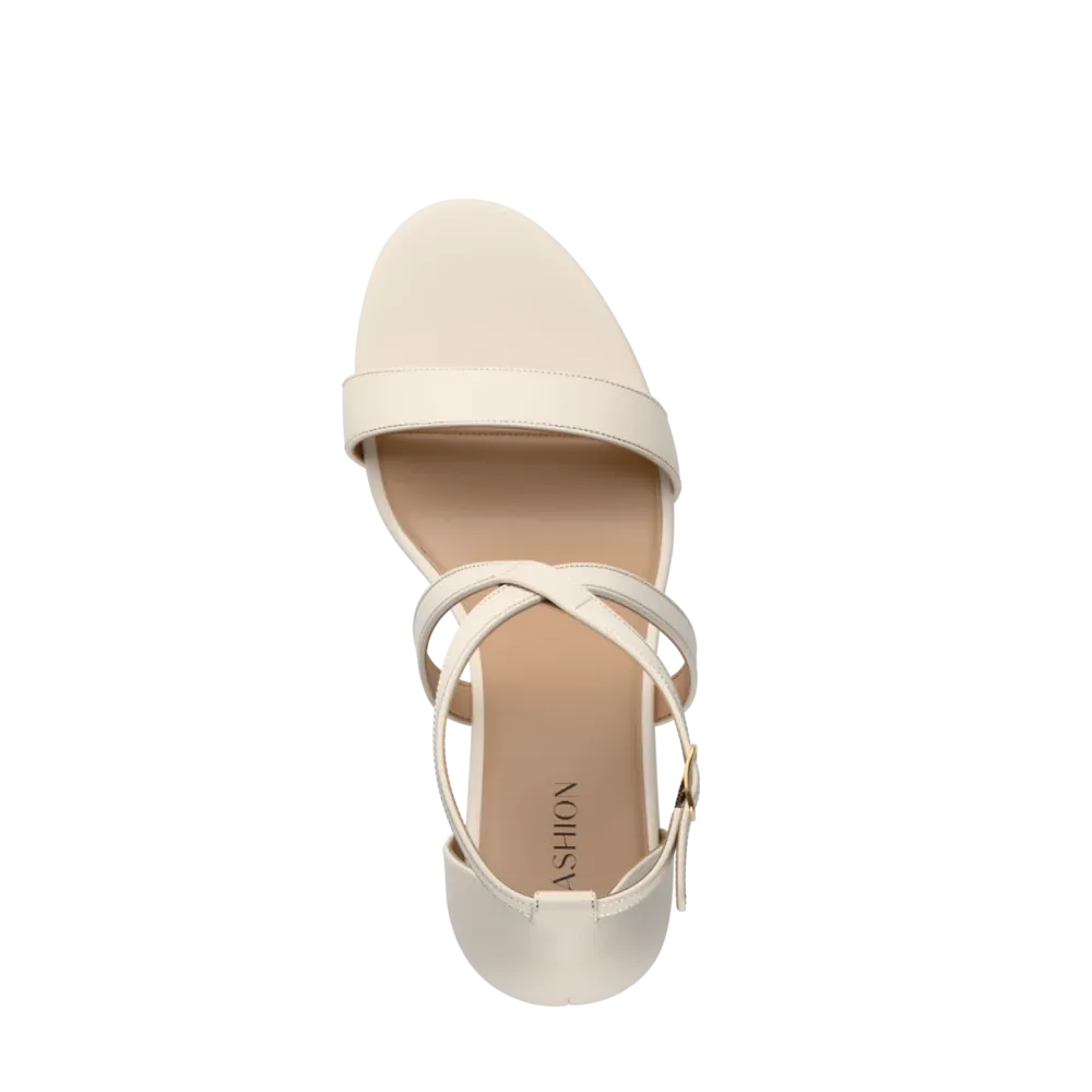The Sandal - Ivory Leather 3 Stiletto