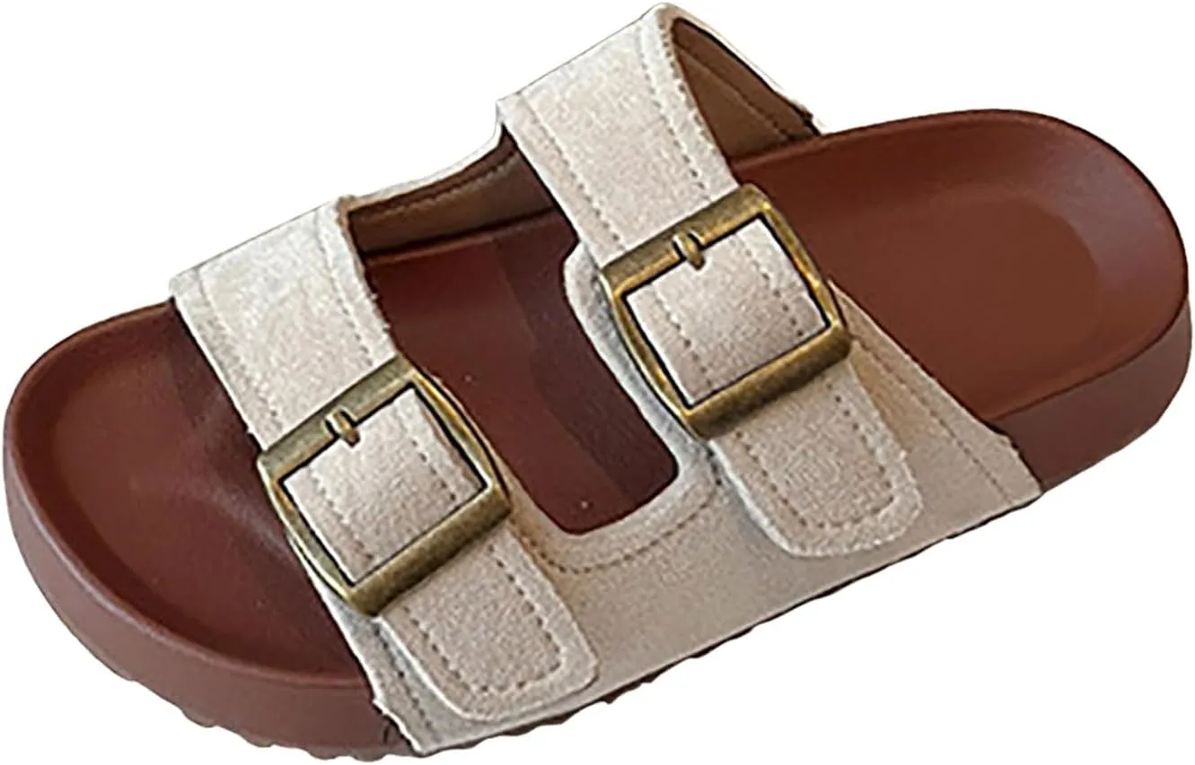 Toddler Boys Girls Sandals with Adjustable Straps Slippers Non Slip Sandals Summer Beach Open Toe Flats for Little/Big Kid
