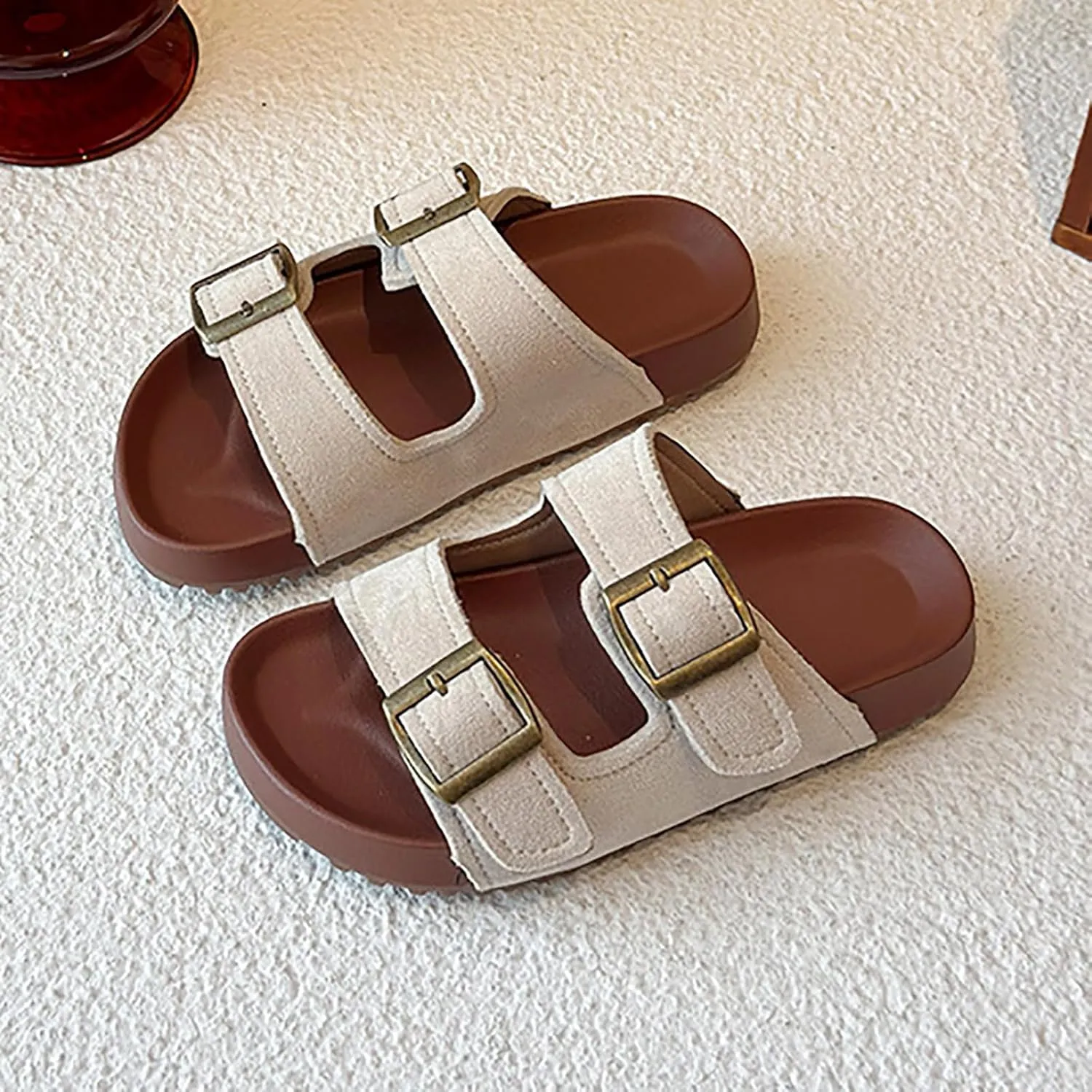 Toddler Boys Girls Sandals with Adjustable Straps Slippers Non Slip Sandals Summer Beach Open Toe Flats for Little/Big Kid