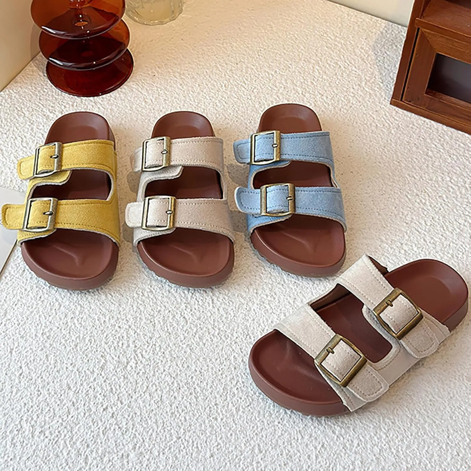 Toddler Boys Girls Sandals with Adjustable Straps Slippers Non Slip Sandals Summer Beach Open Toe Flats for Little/Big Kid