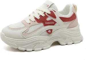 Women's Fashion Thick Sole Mesh Sneakers Road Running Walking Shoes