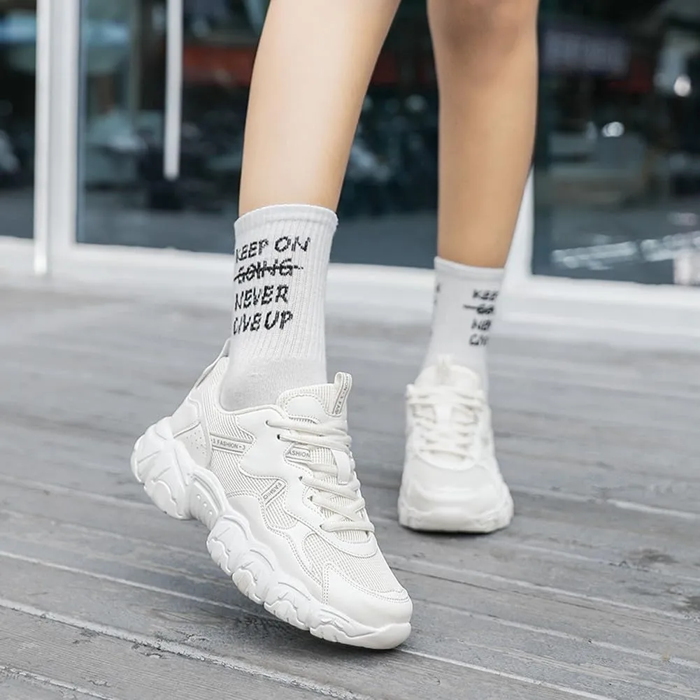 Women's Fashion Thick Sole Mesh Sneakers Road Running Walking Shoes