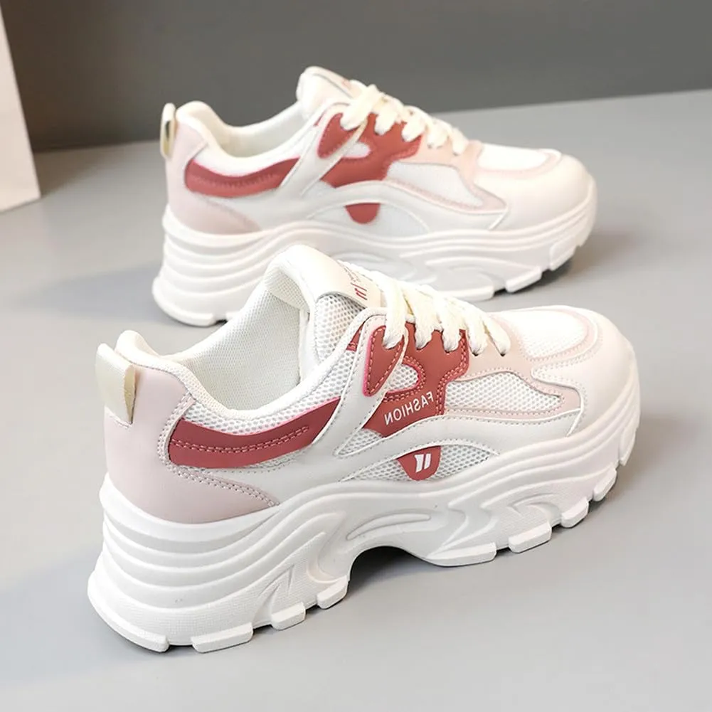 Women's Fashion Thick Sole Mesh Sneakers Road Running Walking Shoes
