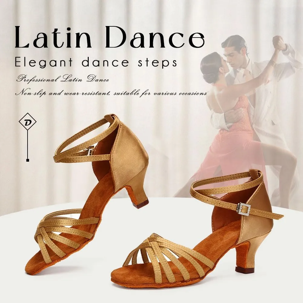 YKXLM Ballroom Latin Dance Shoes for Women Salsa Tango Practice Dancing Shoes 2 Inch Heel