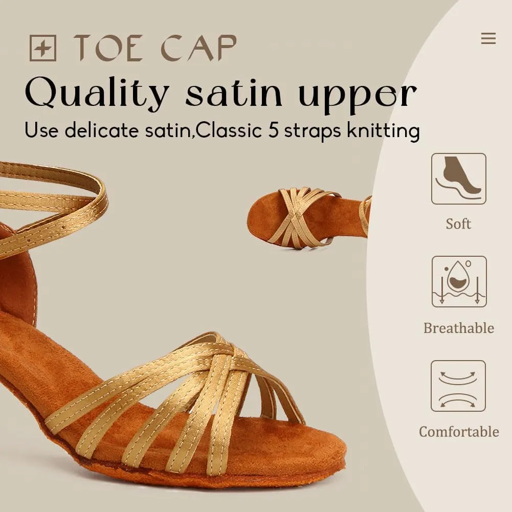 YKXLM Ballroom Latin Dance Shoes for Women Salsa Tango Practice Dancing Shoes 2 Inch Heel