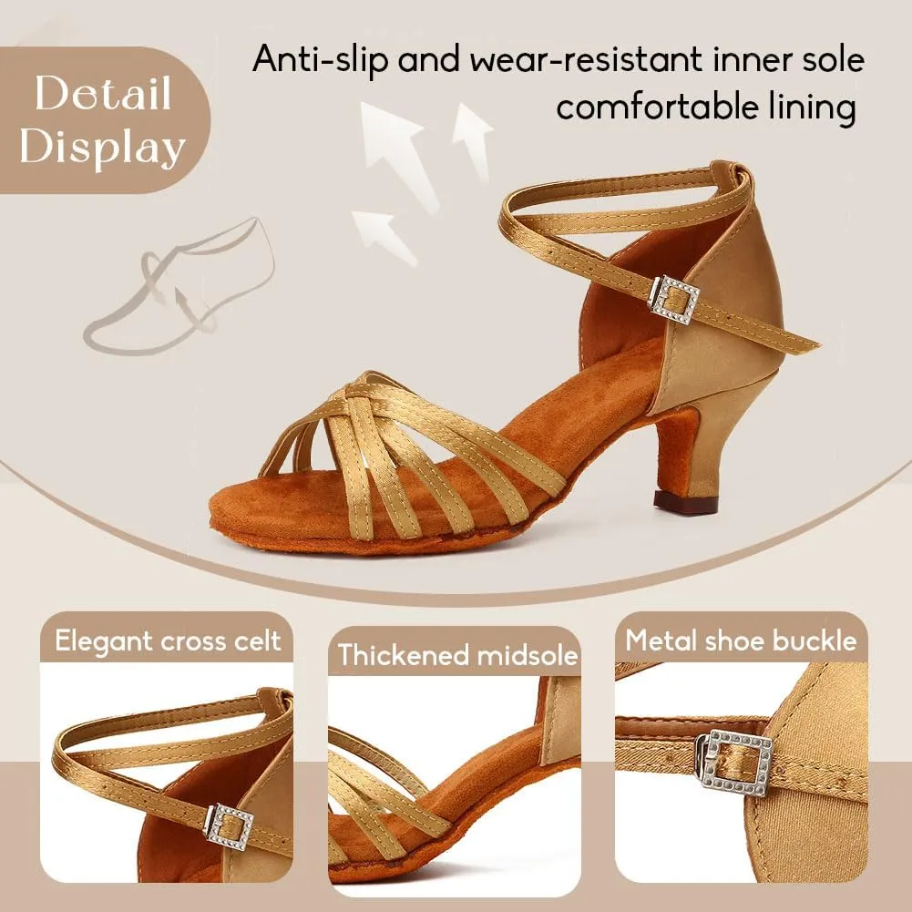 YKXLM Ballroom Latin Dance Shoes for Women Salsa Tango Practice Dancing Shoes 2 Inch Heel