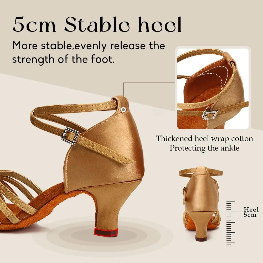 YKXLM Ballroom Latin Dance Shoes for Women Salsa Tango Practice Dancing Shoes 2 Inch Heel